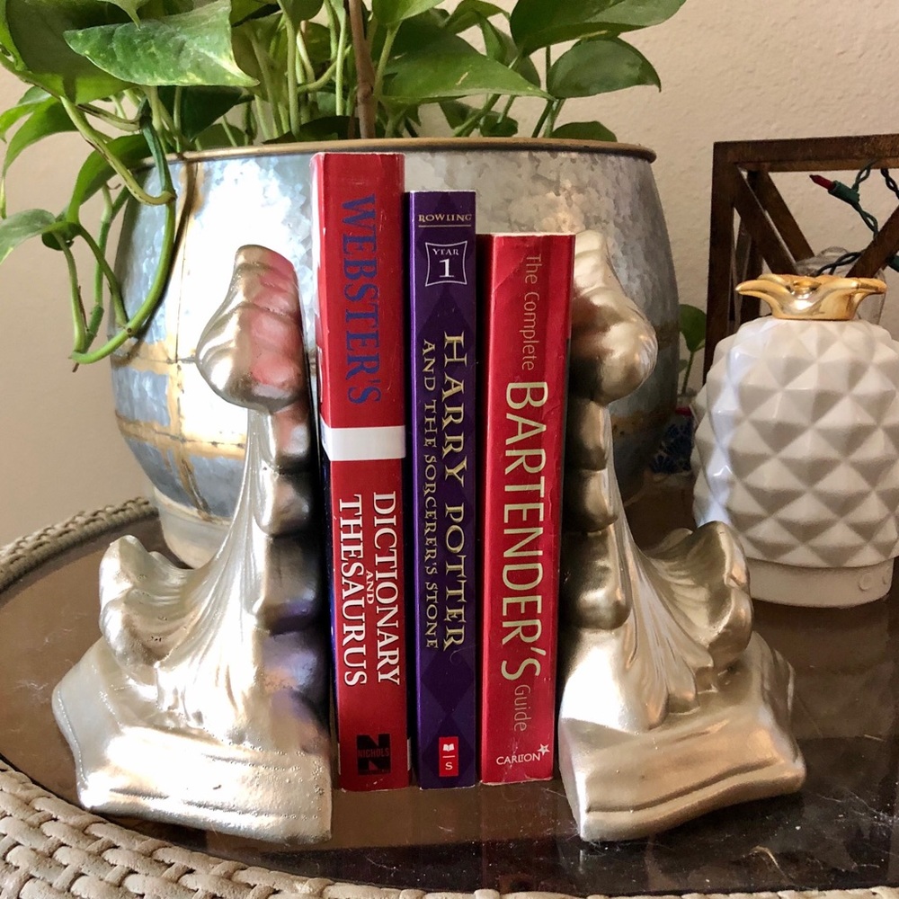 VINTAGE! Handcrafted Plaster/Ceramic/Clay Bookends Matte Gold or Easy to Paint👍